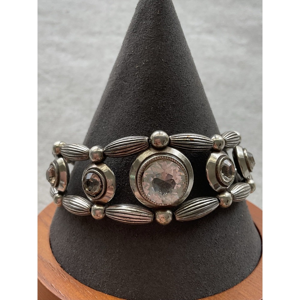 Brighton Art Deco Crystal Bracelet Silver Tone Vintage Estate Jewelry
